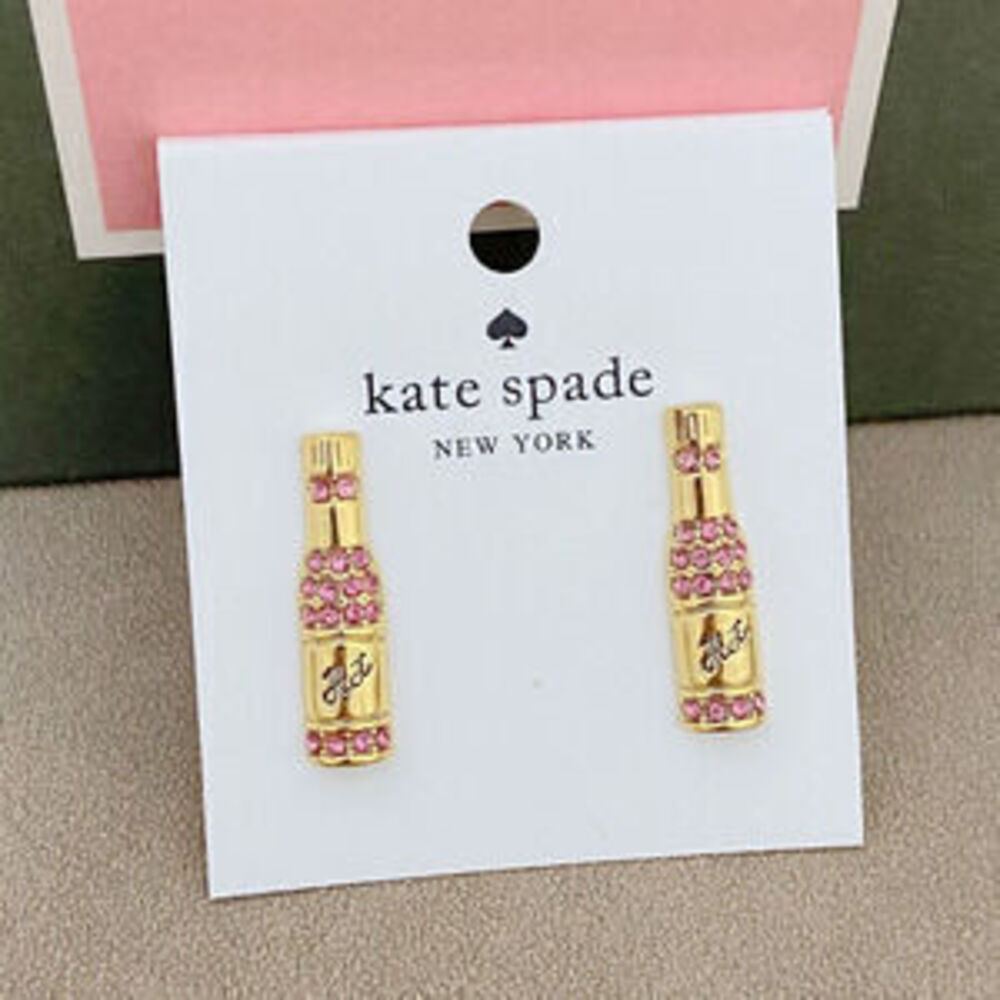 kate spade Pink Zircon 3D Bottle Heart Enamel Stud Earrings